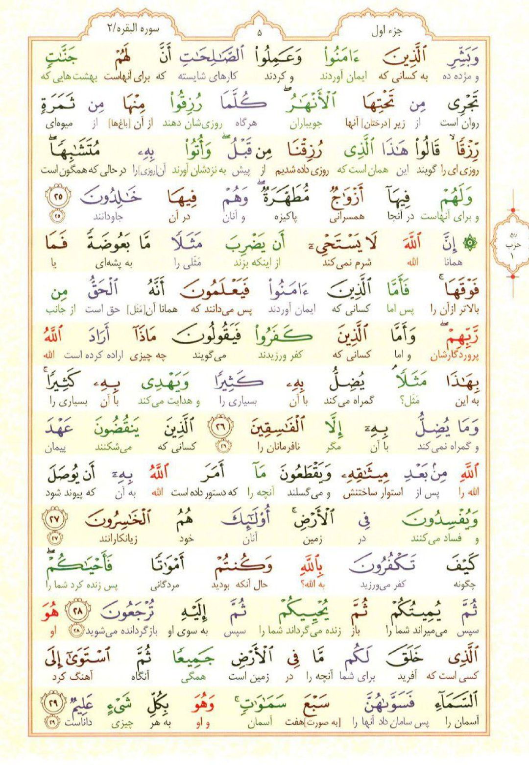 سوره بقره، آیات ۲۵ تا ۲۹