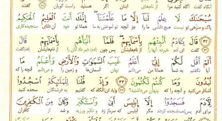 سوره بقره، آیات ۳۰ تا ۳۷