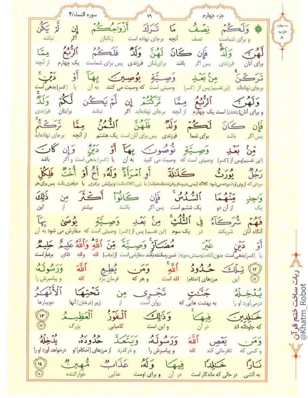 سوره نساء؛ آیه ۱۲ تا ۱۴